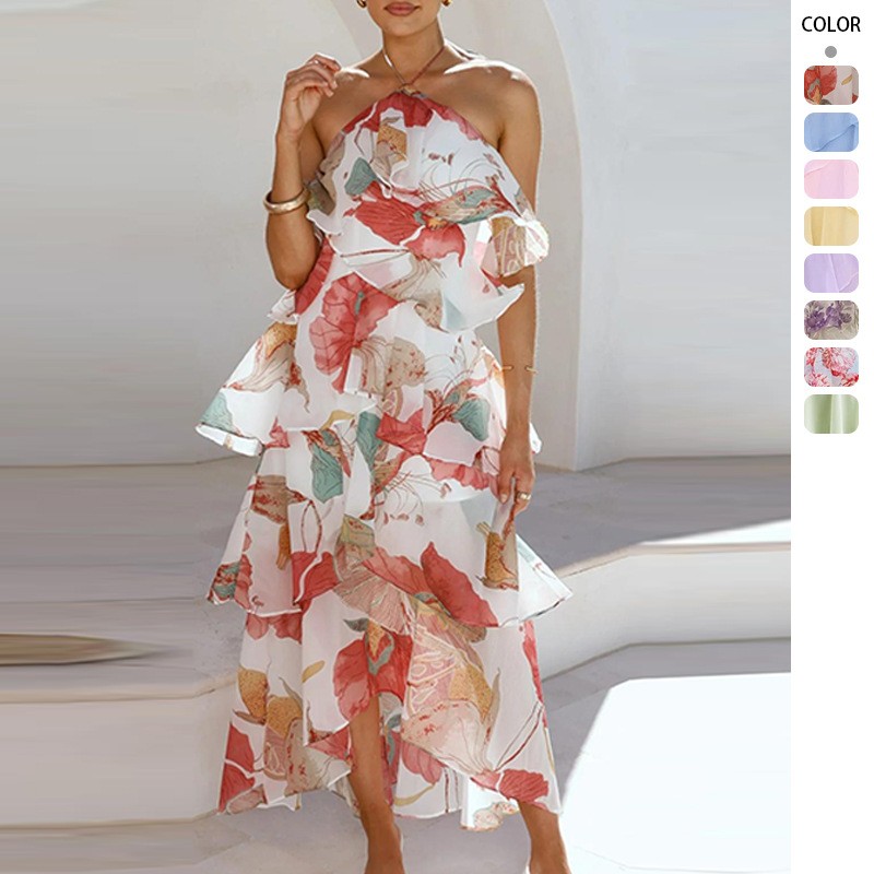 Maxi Dress Halter - Elegant Party Maxi Dress Chiffon Off