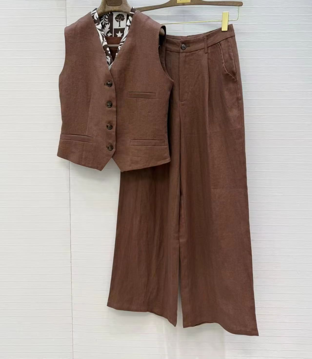 Linen Pant Wide - Old Man Qian's linen casual two-piece