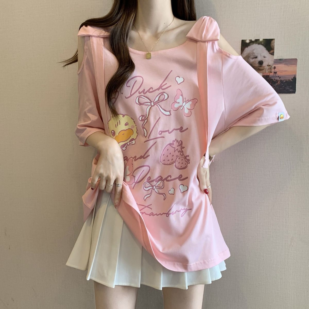 Blouse Off Shoulder - Summer Large-size Women's Clothing New Sweet