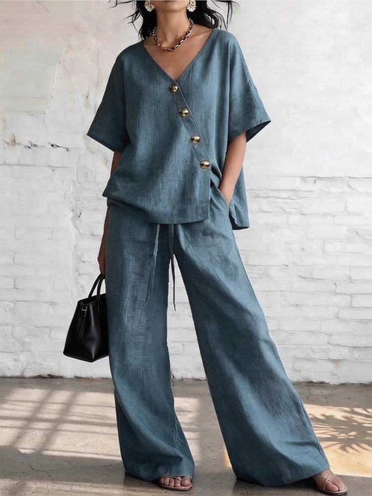 Linen Pant Wide - Casual Cotton Loose Pants Sets Women
