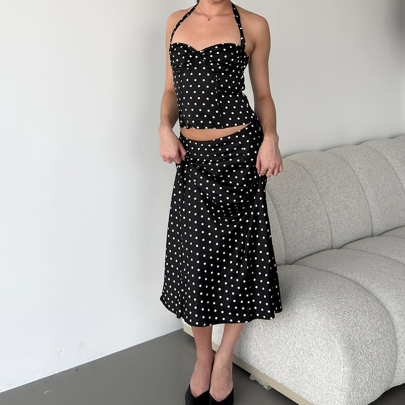 Crop Top Crochet - Two Piece Set Polka Dot Skirts