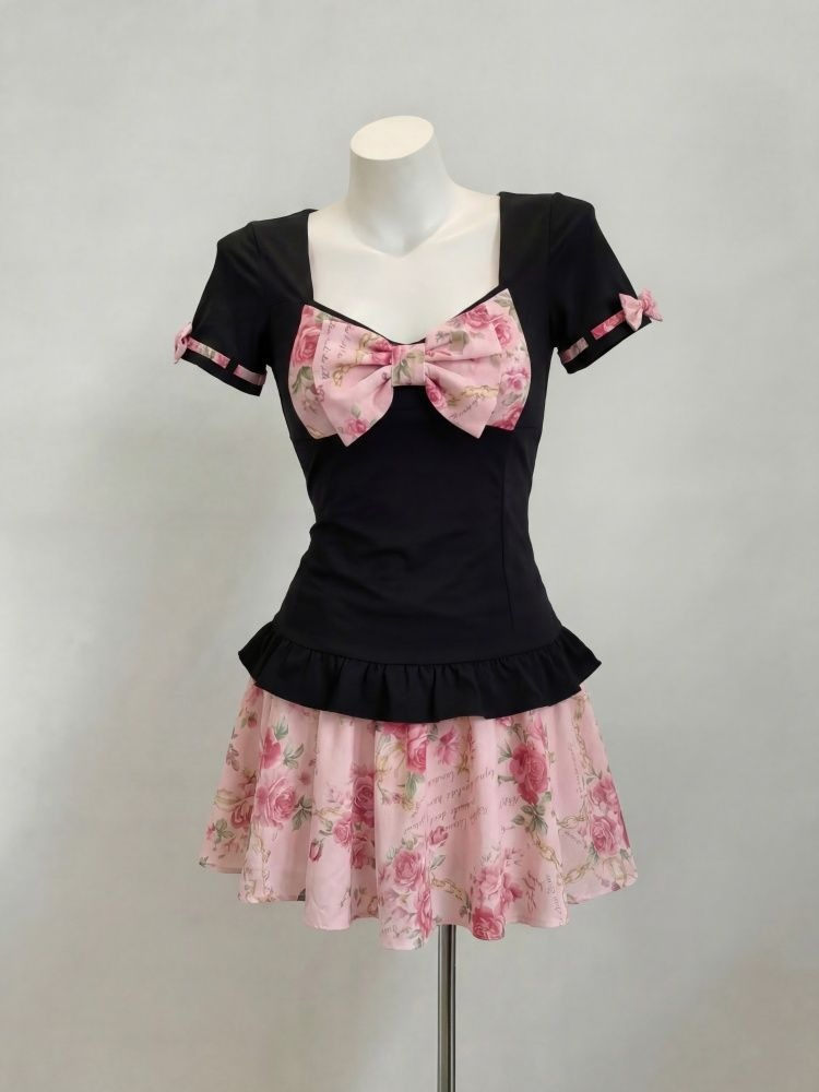 Romper Floral Print - Women's Sweet Floral Print Two Piece
