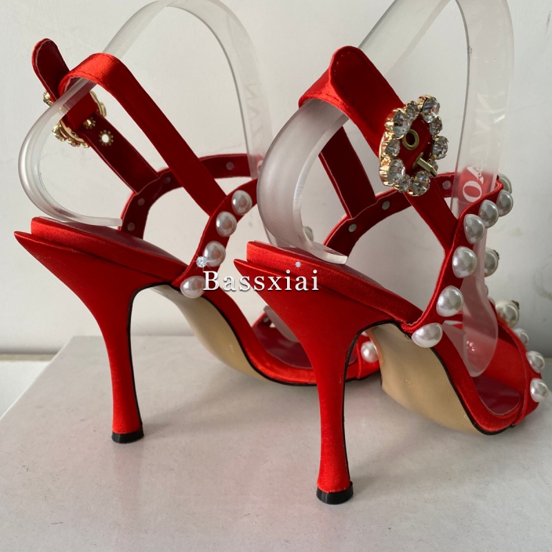 Pearl Bead Decor T-Strap Stile - Sandal Strappy Heeled recension och pris