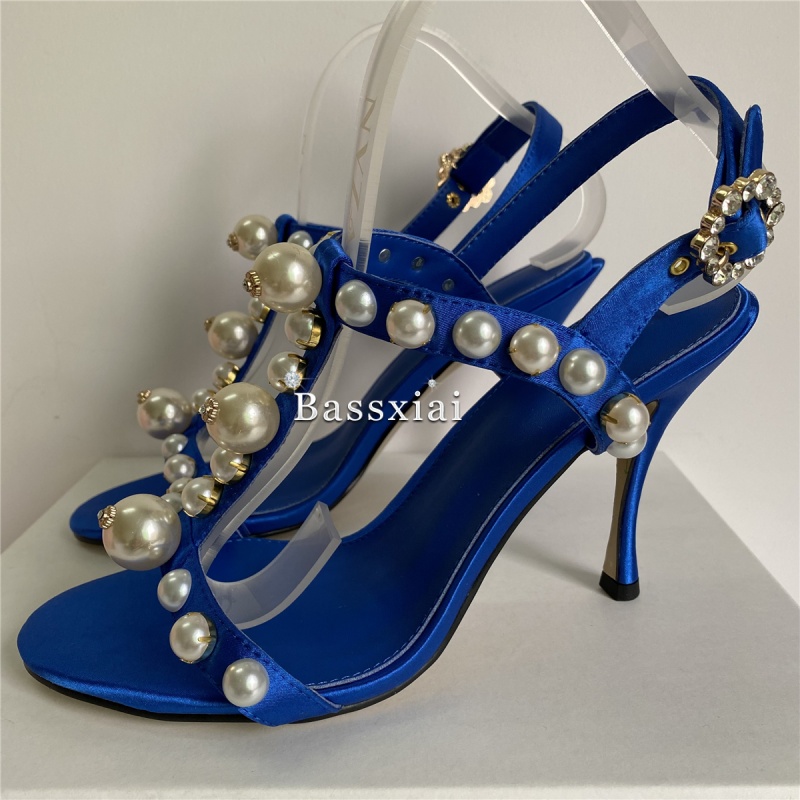 Pearl Bead Decor T-Strap Stile - Sandal Strappy Heeled recension och pris