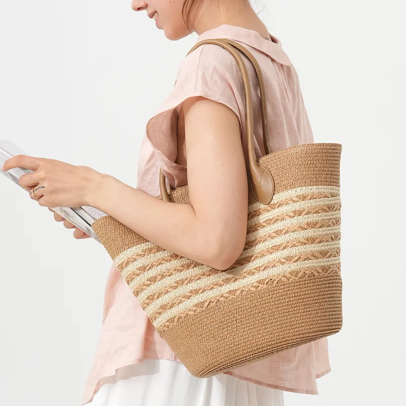 Striped Woven Straw Beach Tote - Tote Bag Beach recension och pris