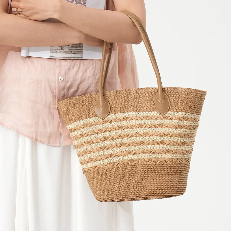 Striped Woven Straw Beach Tote - Tote Bag Beach recension och pris