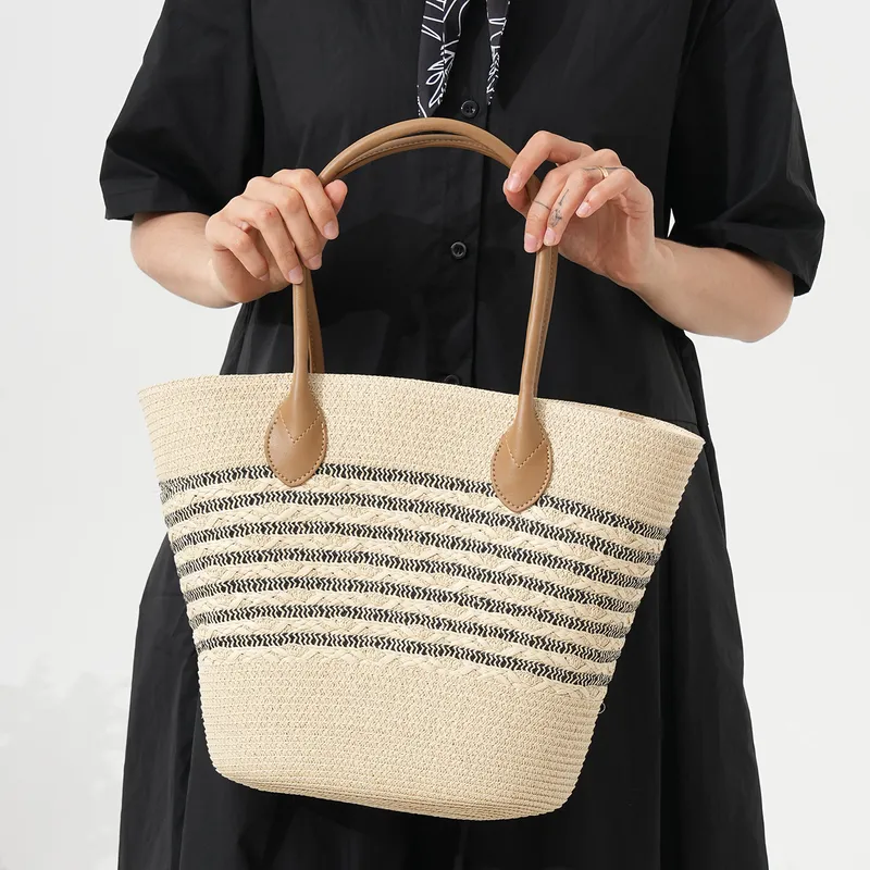 Striped Woven Straw Beach Tote - Tote Bag Beach recension och pris
