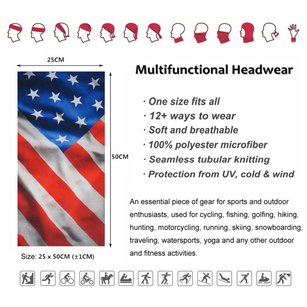 USA Flag Pattern Sun Protectiv - Headband Summer Knit recension och pris