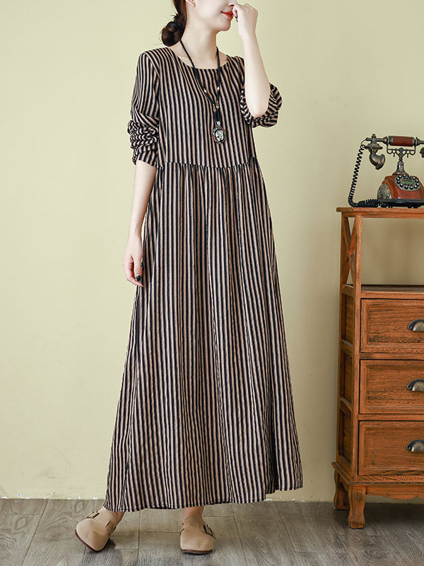 Spring New Style round Neck Lo - Linen Dress Wrap recension och pris