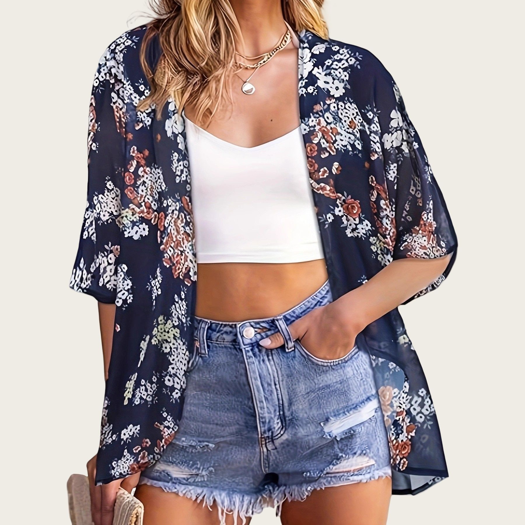 Swimsuit Woman 2025 Kimono Car - Kimono Sheer Floral recension och pris