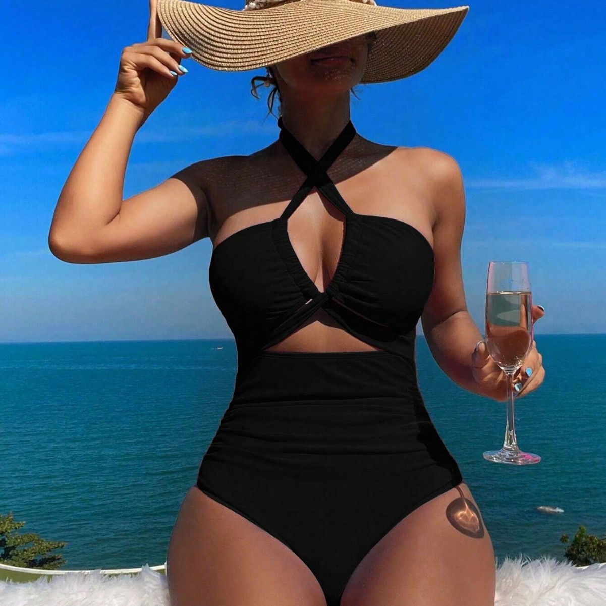 Women Swimsuit Halter Neck Sol - Swimsuit Bikini Ruched recension och pris
