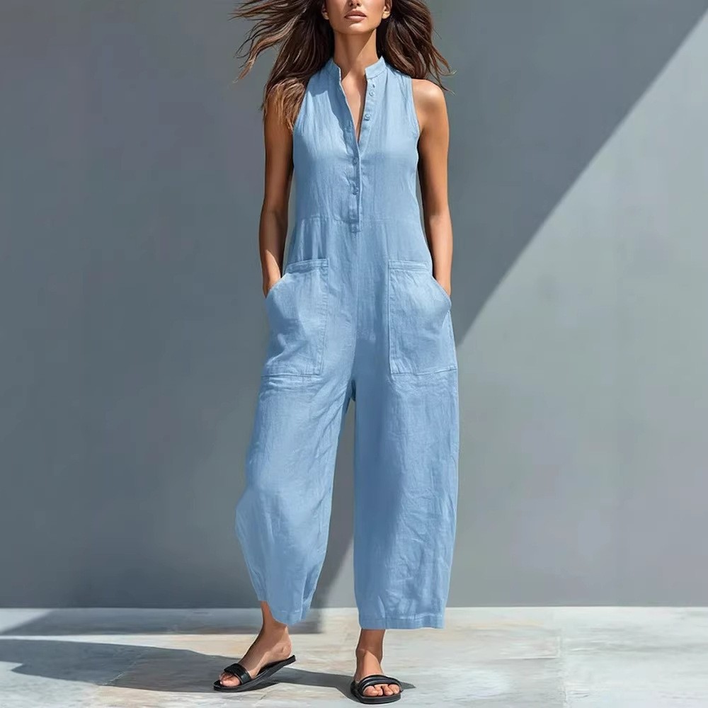 Women's And Woman Sleeveless M - Jumpsuit Linen Relaxed recension och pris