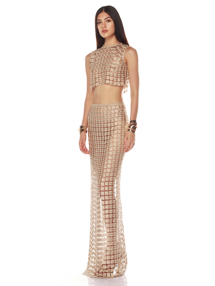 VC Stylish Beige Sleeveless Cr - Crop Top Crochet recension och pris