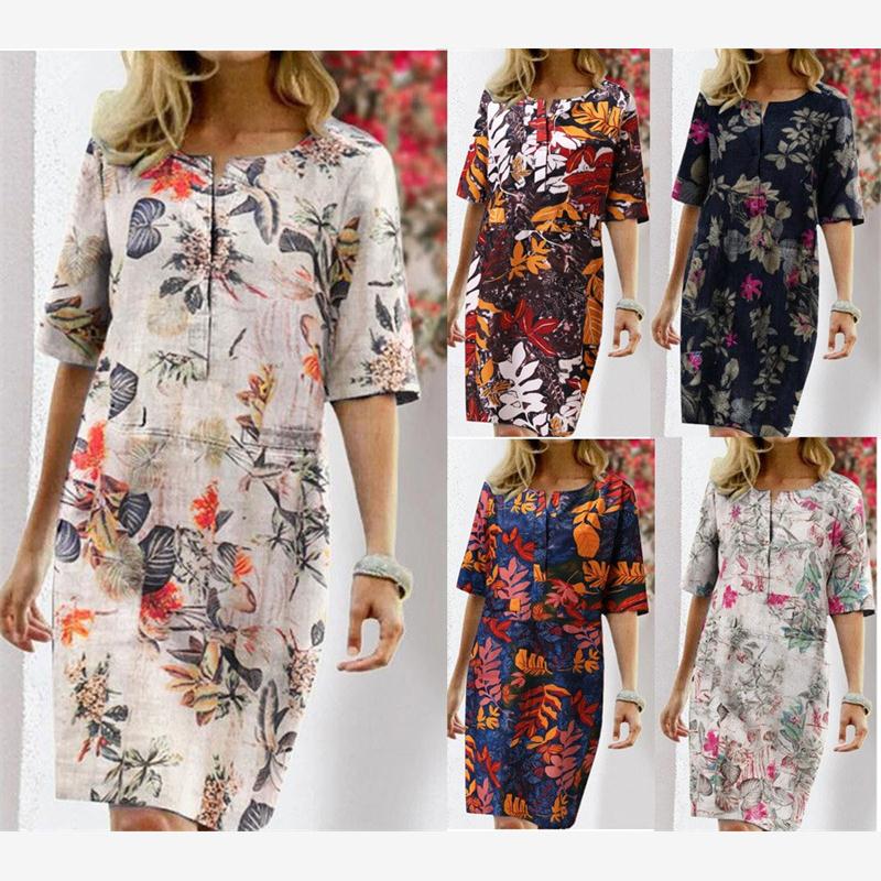 Summer Cotton Linen Printed Wo - Linen Dress Wrap recension och pris