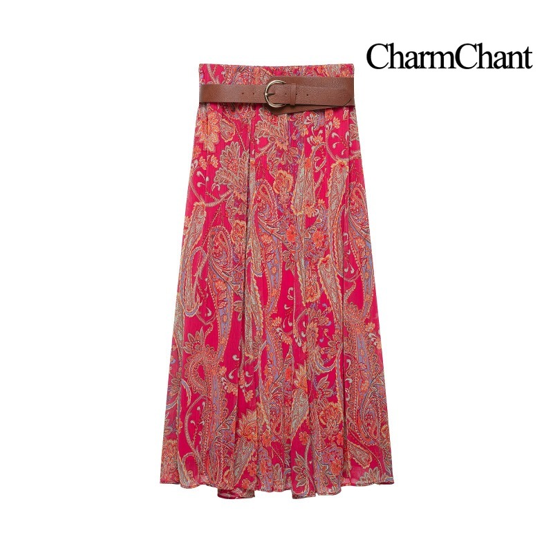 CHARMCHANT Women's Paisley Pri - Midi Skirt Floral recension och pris