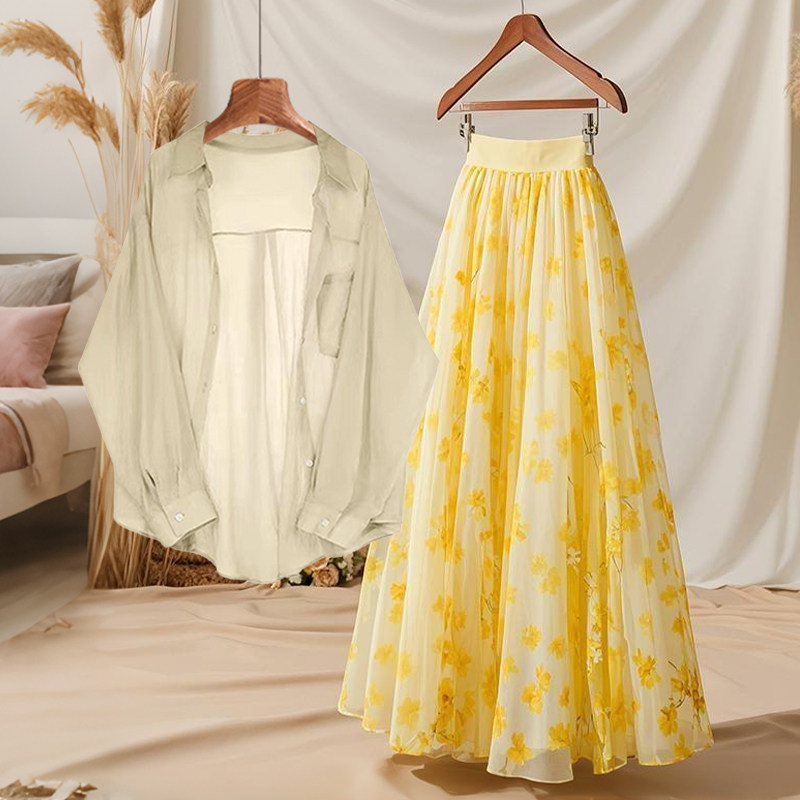 Summer Outfit Set Loose Slimmi - Midi Skirt Floral recension och pris
