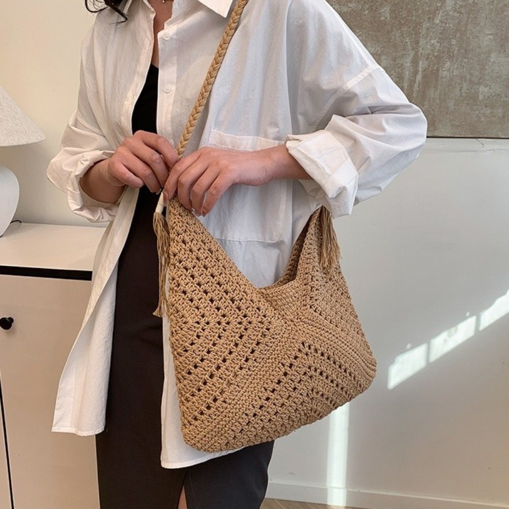 Summer Bohemian Knitted Should - Tote Bag Beach recension och pris