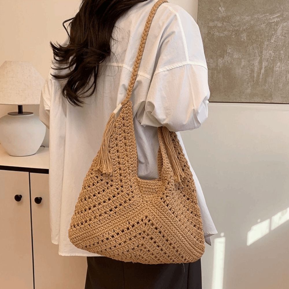 Summer Bohemian Knitted Should - Tote Bag Beach recension och pris