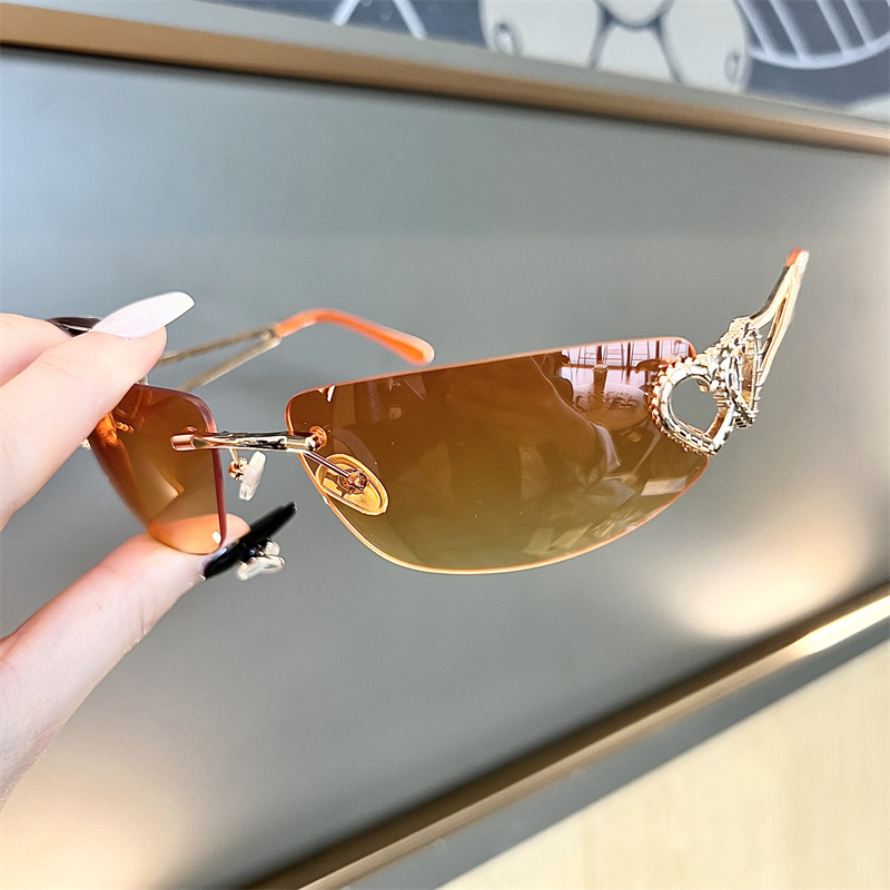 New Oval Cat Eye Frameless Mer - Sunglasses Cat Eye recension och pris