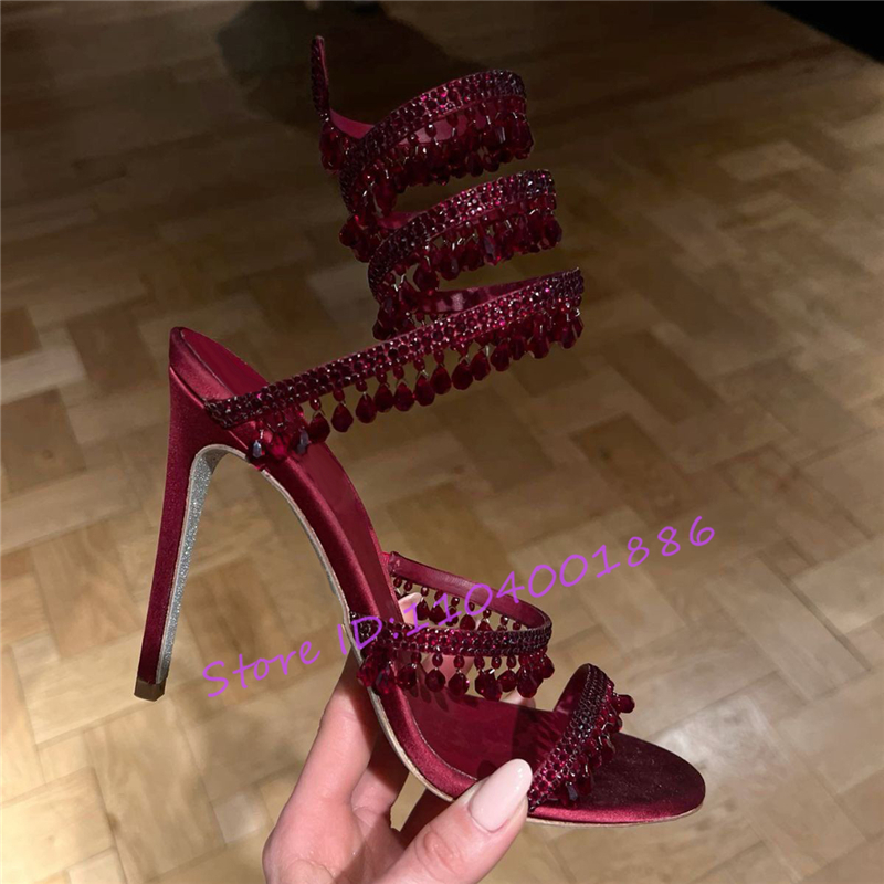 Rhinestone Snake Shape Ankle S - Sandal Strappy Heeled recension och pris