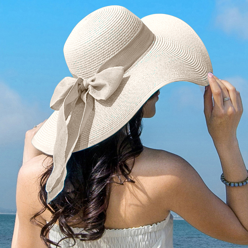 Summer Women Straw Hat Bowknot - Hat Floppy Wide recension och pris