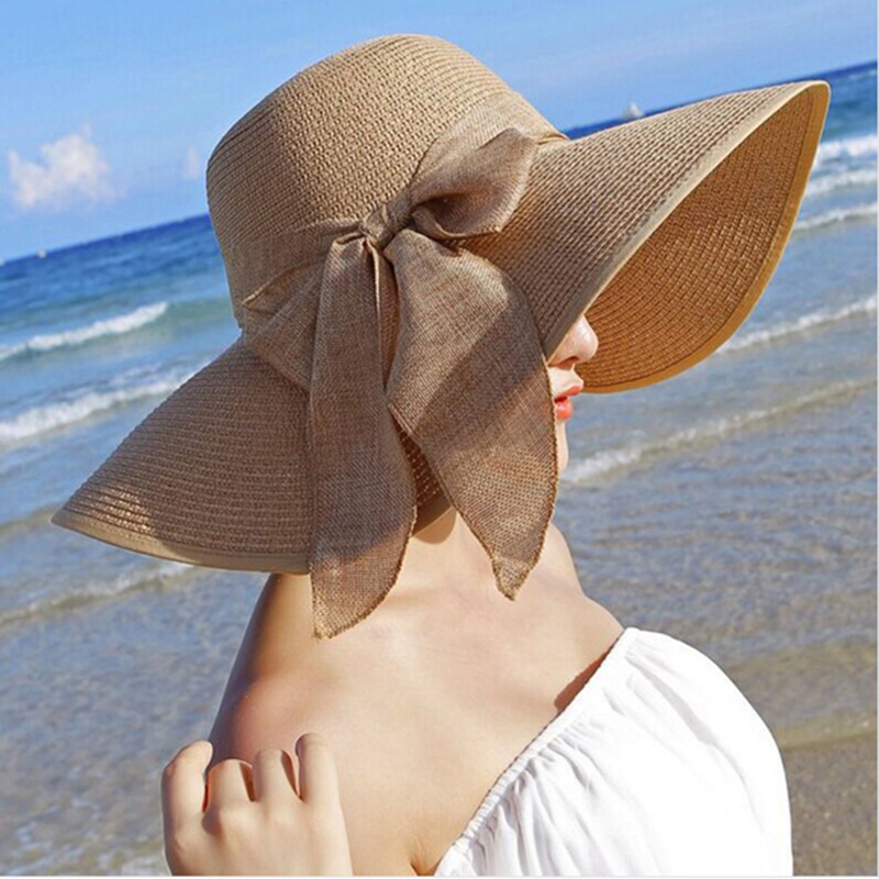 Summer Women Straw Hat Bowknot - Hat Floppy Wide recension och pris