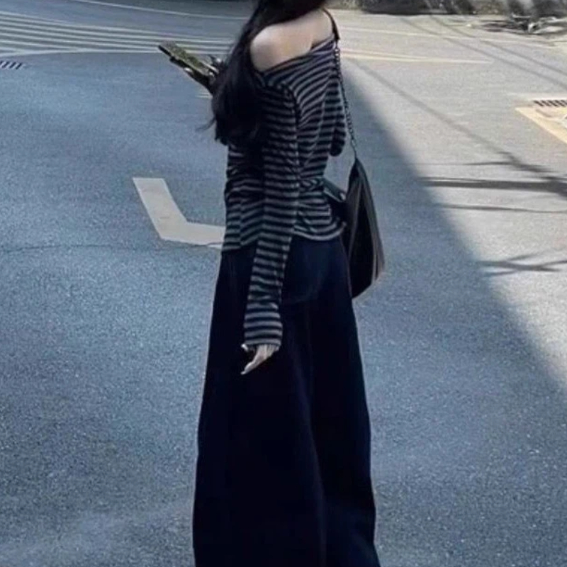 Women Vintage Striped Off Shou - Blouse Off Shoulder recension och pris