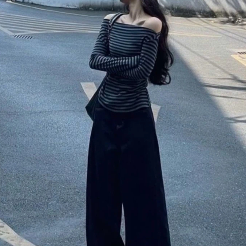 Women Vintage Striped Off Shou - Blouse Off Shoulder recension och pris