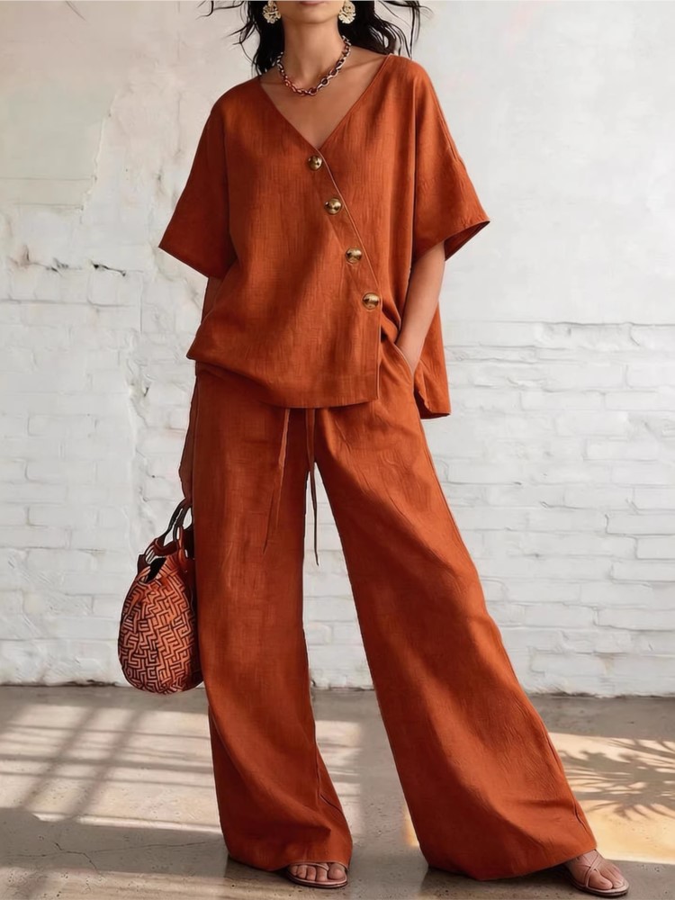 Casual Cotton Loose Pants Sets - Linen Pant Wide recension och pris