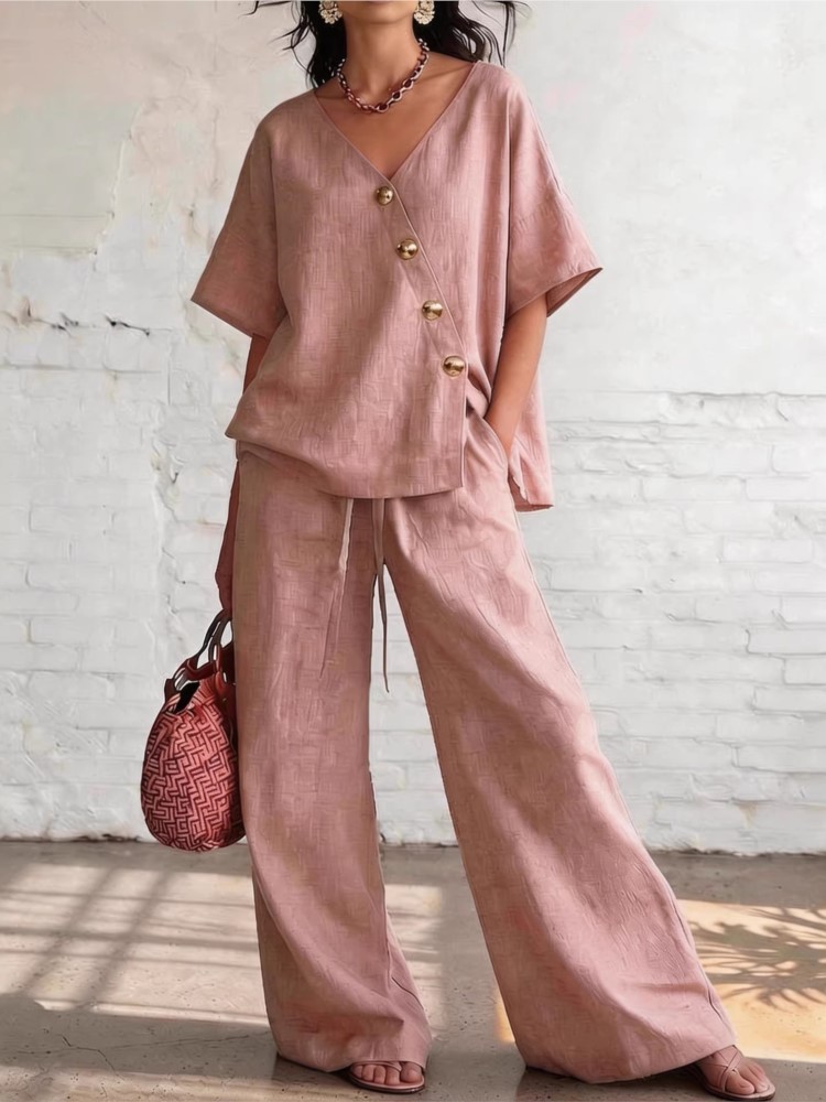 Casual Cotton Loose Pants Sets - Linen Pant Wide recension och pris