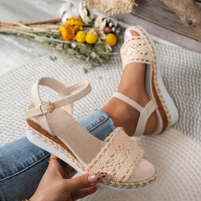 Women Lace Wedge Sandals Espad - Wedge Espadrille Women recension och pris