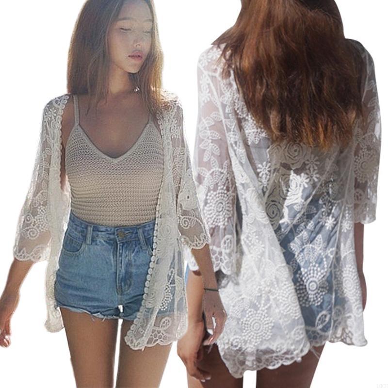 Women Lace Open Front Kimono C - Kimono Sheer Floral recension och pris