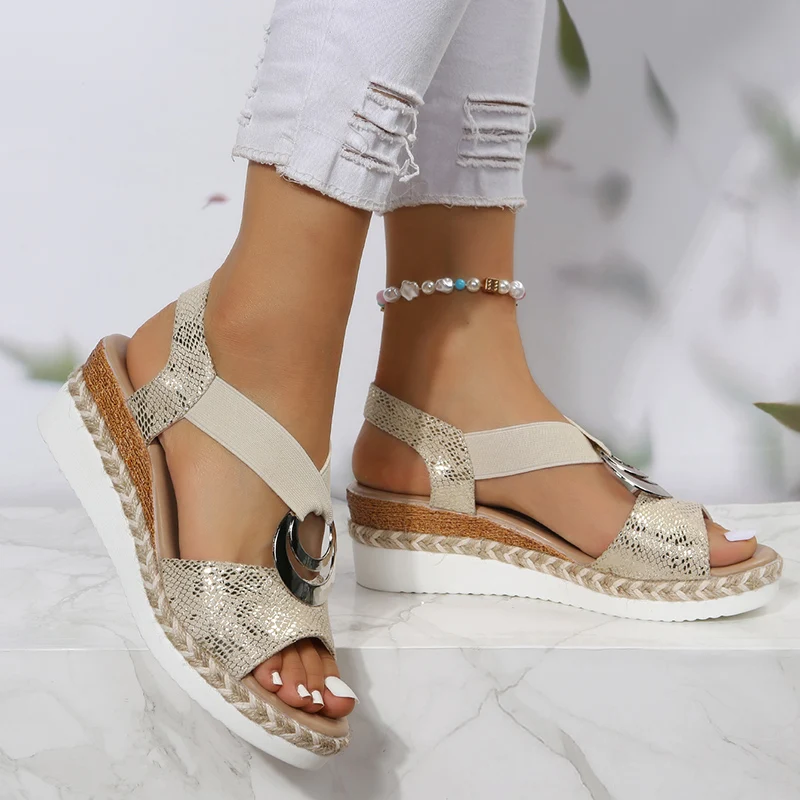 Metal Buckle Wedge Sandals for - Wedge Espadrille Women recension och pris