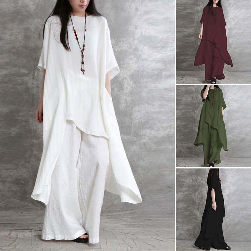 Women's Cotton Linen 2-piece S - Linen Pant Wide recension och pris