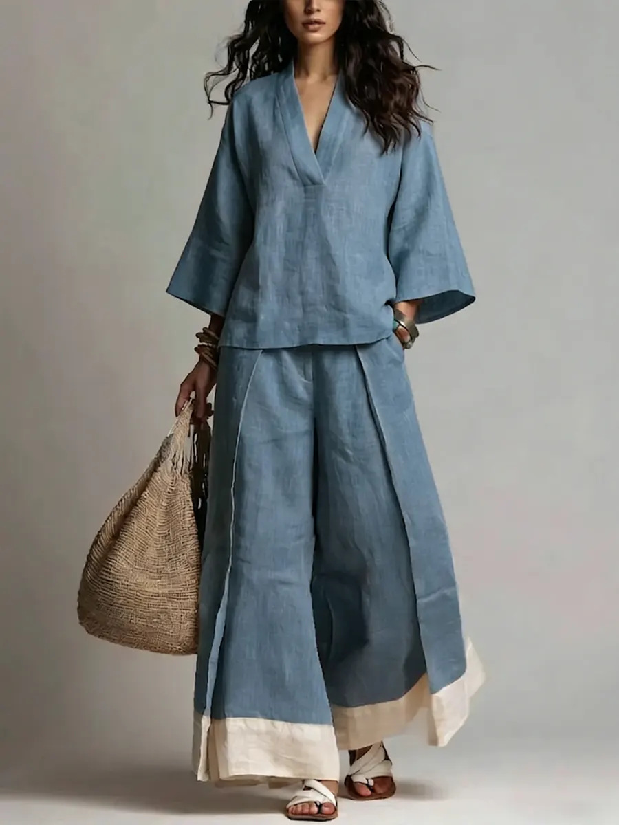 Summer Women V-neck Cotton Lin - Linen Pant Wide recension och pris