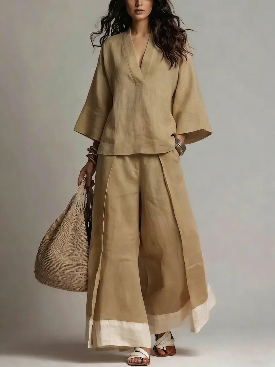 Summer Women V-neck Cotton Lin - Linen Pant Wide recension och pris