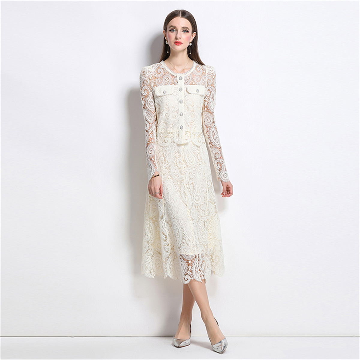 Spring Sweet Lace Flower Embro - Midi Skirt Floral recension och pris