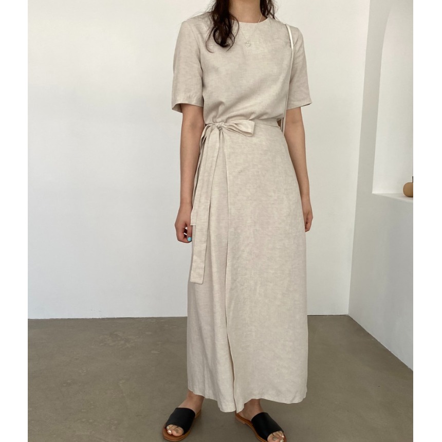 Elegant Cotton Linen Wrap Dres - Linen Dress Wrap recension och pris