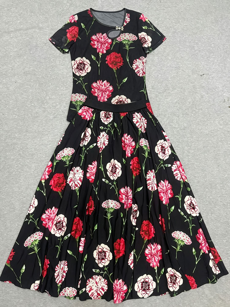 Retro summer new two-piece T-s - Romper Floral Print recension och pris