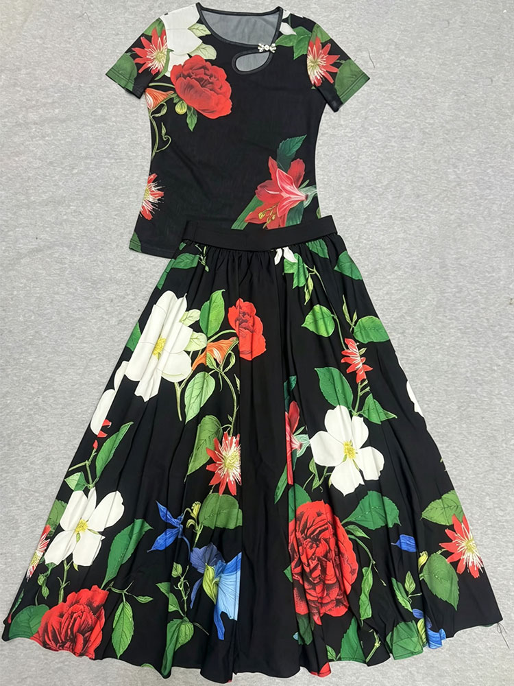 Retro summer new two-piece T-s - Romper Floral Print recension och pris