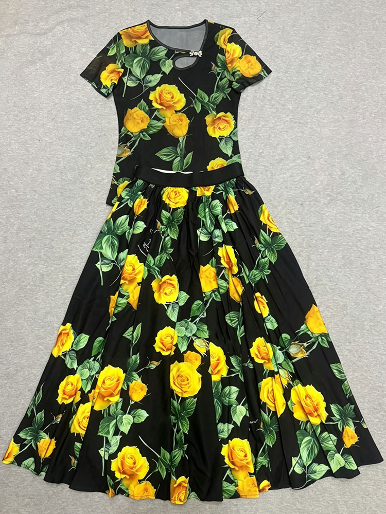 Retro summer new two-piece T-s - Romper Floral Print recension och pris