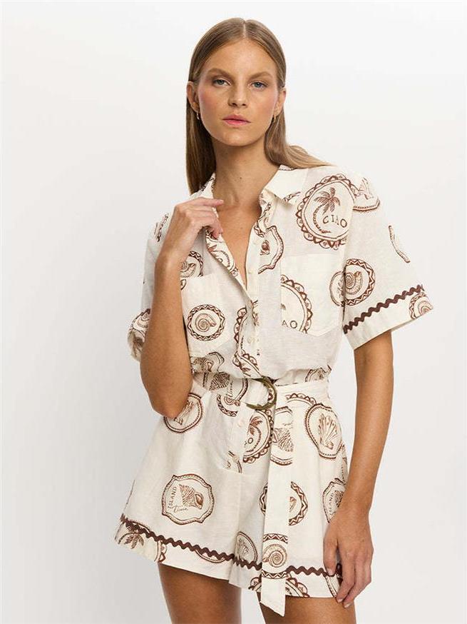 Elegant Floral Print Linen Wra - Linen Dress Wrap recension och pris