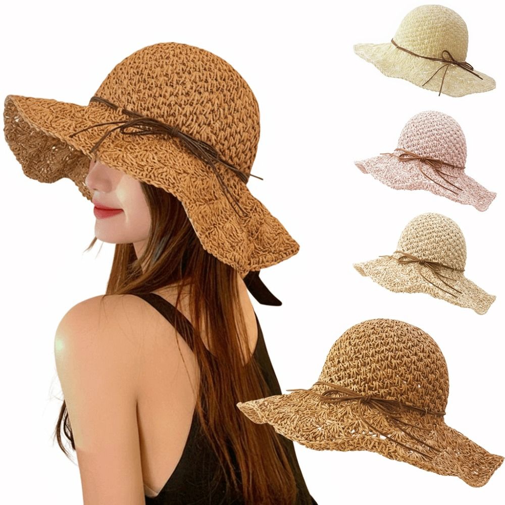 Handwoven Crochet Straw Hat Wi - Hat Floppy Wide recension och pris