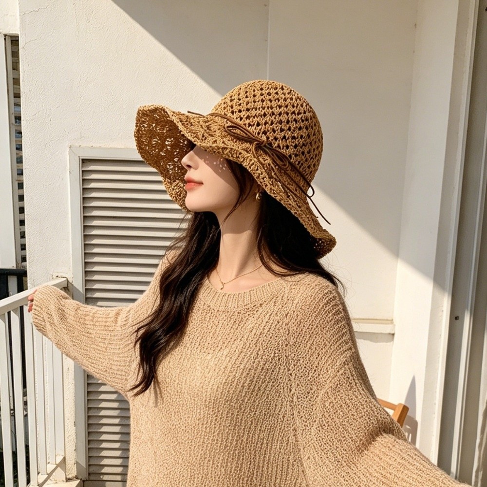 Handwoven Crochet Straw Hat Wi - Hat Floppy Wide recension och pris