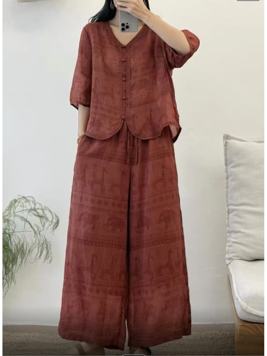 Retro Artistic Print Linen Wid - Linen Pant Wide recension och pris