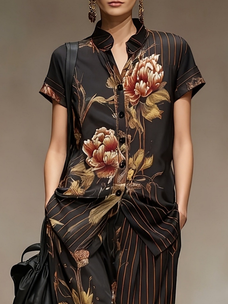 Chiffon Women Summer 2PCS Matc - Romper Floral Print recension och pris