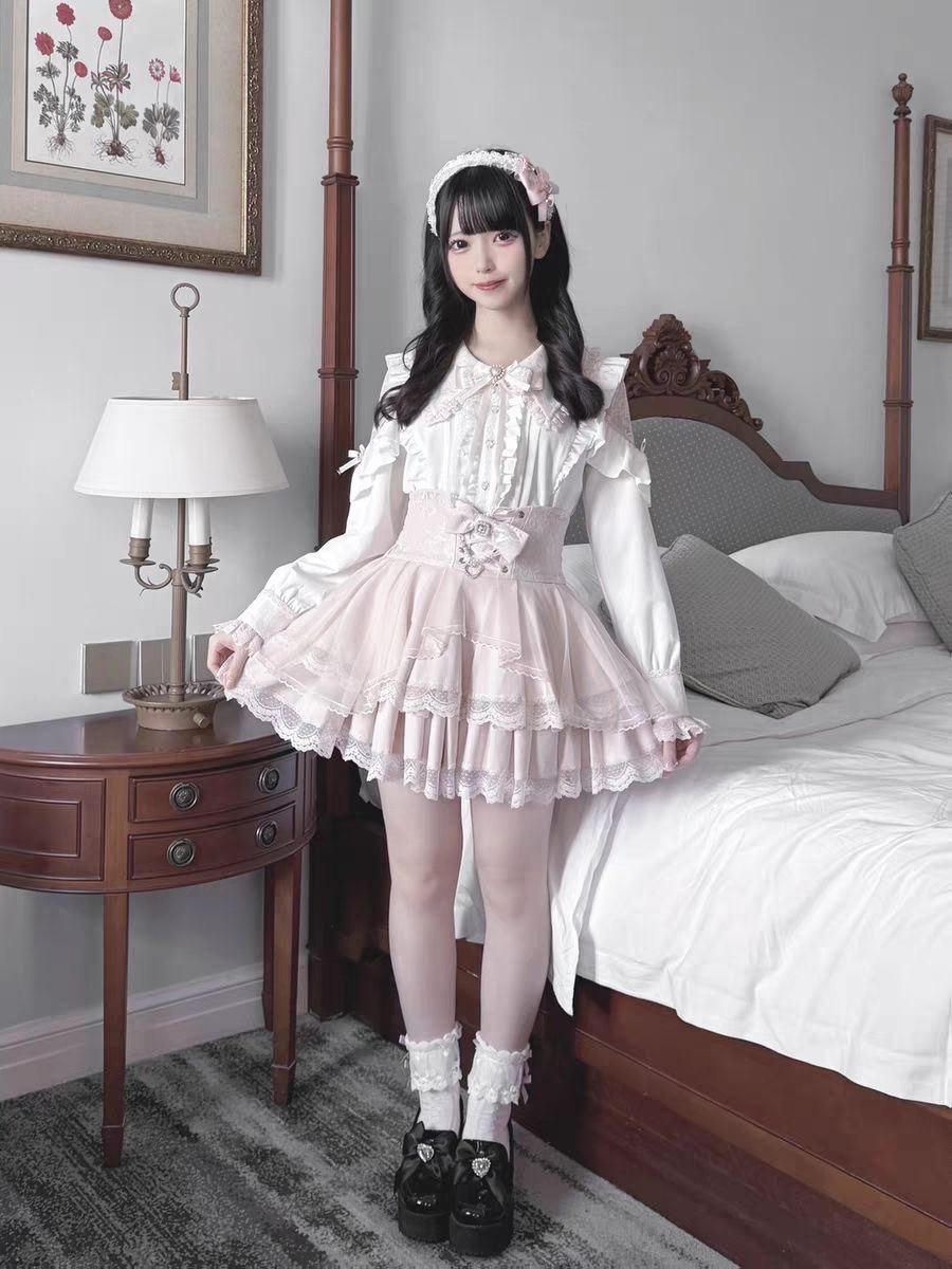 Harajuku Kawaii Skirt Sets Wom - Blouse Off Shoulder recension och pris