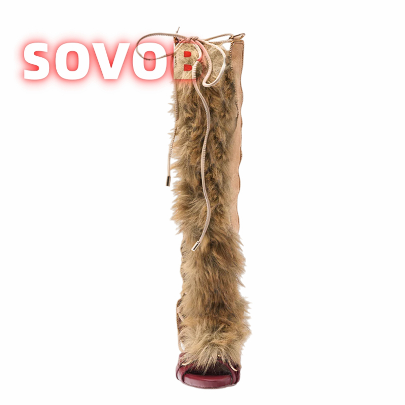 Retro Women's Faux Fur Strappy - Sandal Strappy Heeled recension och pris