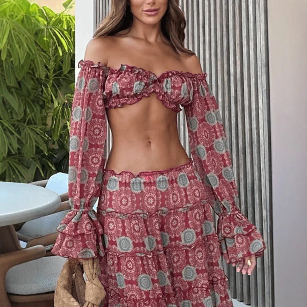 Vintage Print Skirt Two Piece  - Romper Floral Print recension och pris