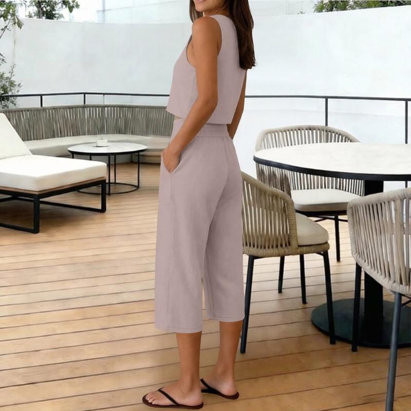 77HE Women's 2 Piece Outfits S - Linen Pant Wide recension och pris